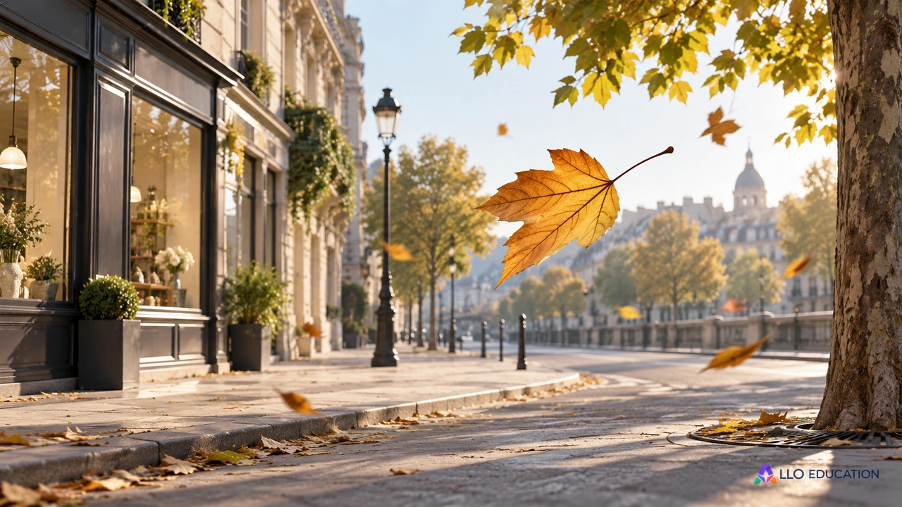 Une rue calme au matin et un arbre : le quotidien devient matière poétique.